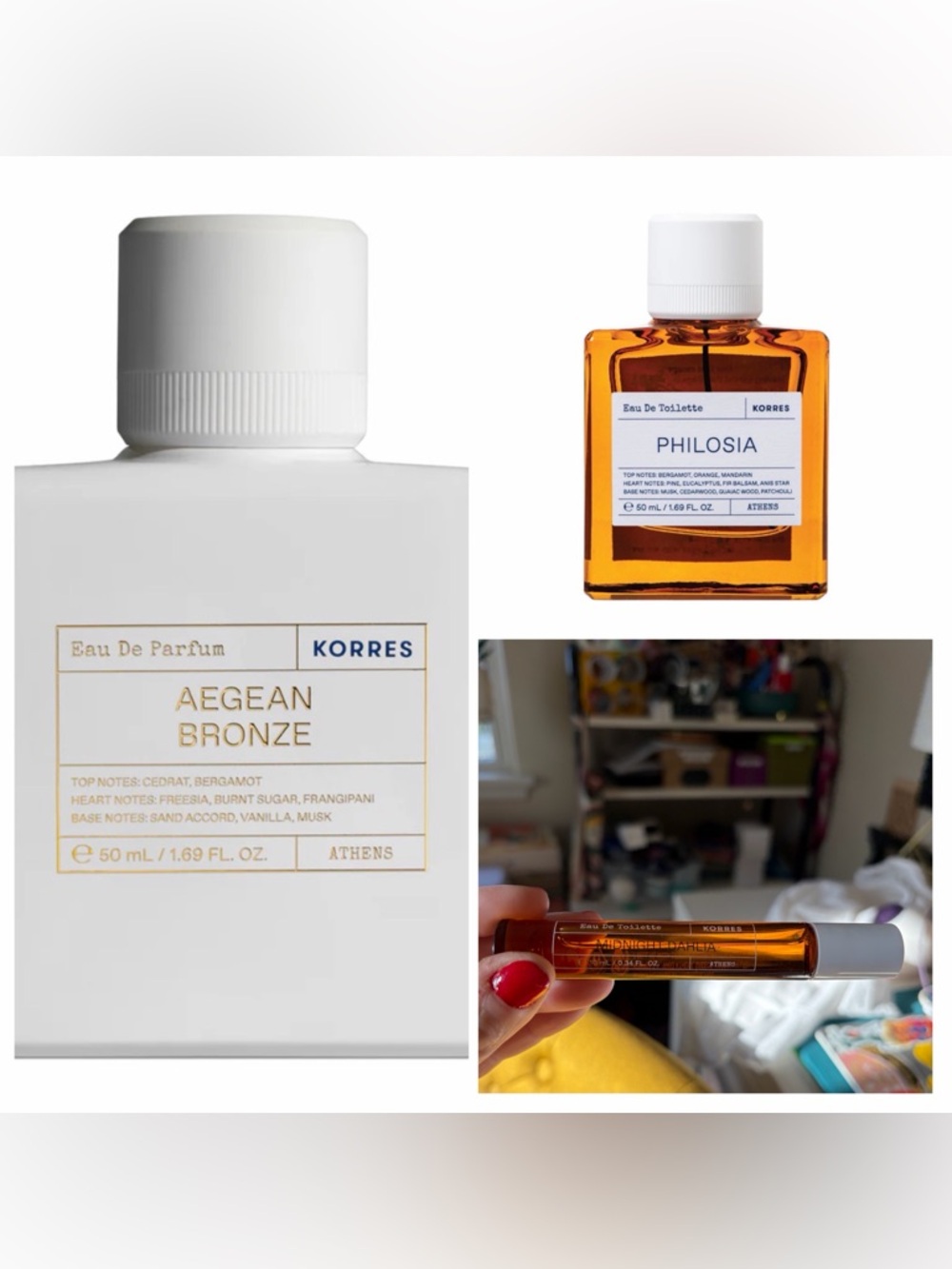 Korres Fragrance Bundle. Philosia/ Aegean Bronze/ Midnight Dahlia